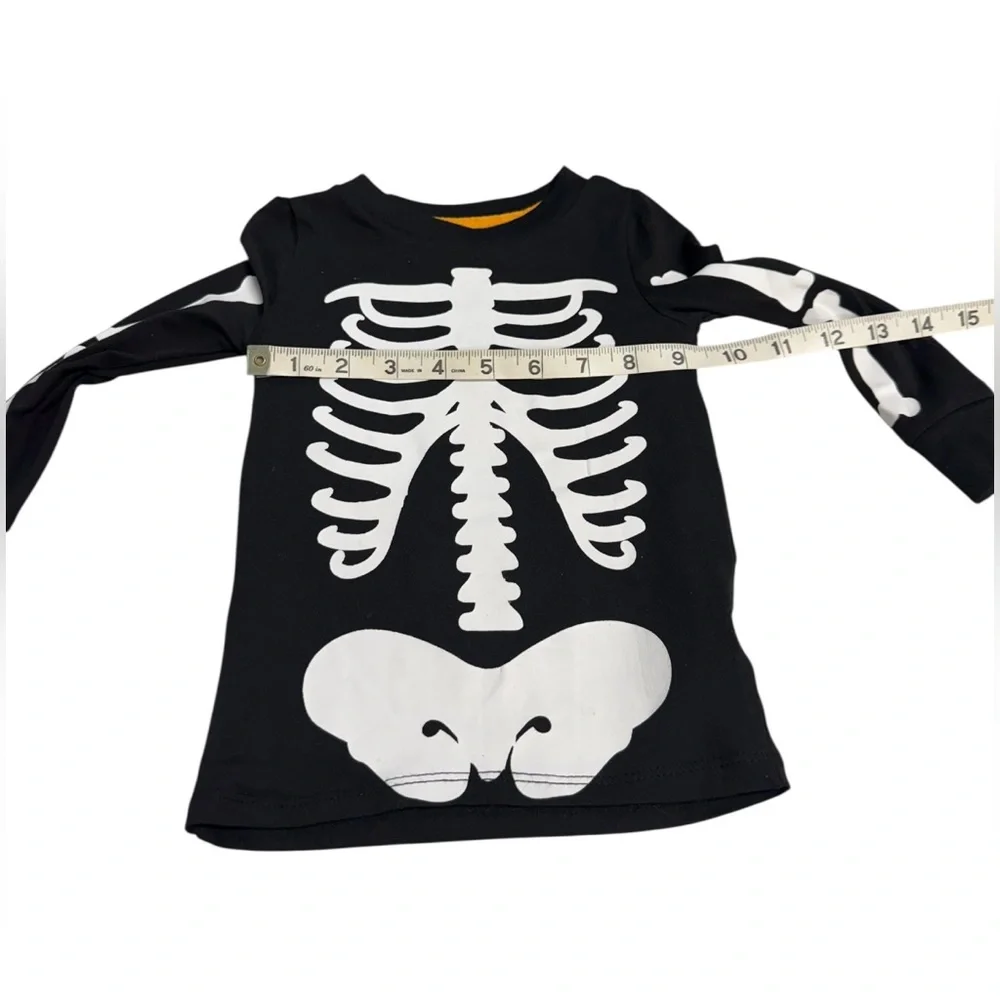 Skeleton Print for Halloween Kids Shirt - Black 2T
